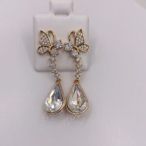 18K Gold Plated Butterfly Drop Earrings